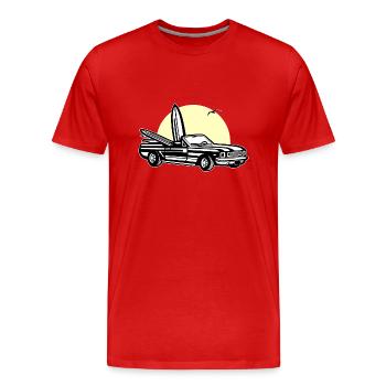 Muscle Car Sunset 01_dreifarbig - T-shirt bio Premium Homme - rouge - Devant - Damien (186cm)