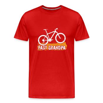 Fast grandpa on the bike - Men's Premium Organic T-Shirt - red - Front - Damien (186cm)