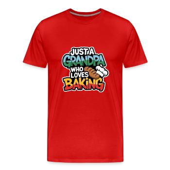 Grandpa is a baker, our grandpa likes to bake - Men's Premium Organic T-Shirt - red - Front - Damien (186cm)