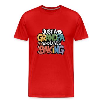 Grandpa is a baker, our grandpa likes to bake - Men's Premium Organic T-Shirt - red - Front - Damien (186cm)