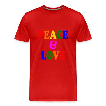 Peace and love - Männer Premium Bio T-Shirt - Rot - Vorne - Damien (186cm)