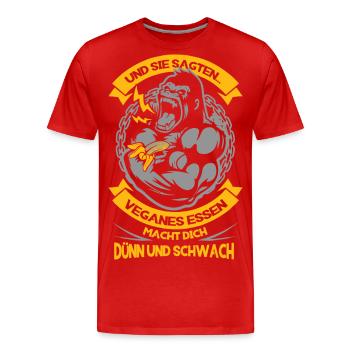 Gorilla Protein - Männer Premium Bio T-Shirt - Rot - Vorne - Damien (186cm)
