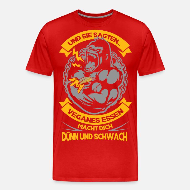 Gorilla Protein - Männer Premium Bio T-Shirt - Rot