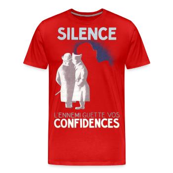 SiLENCE.. on vous écoute! (Style 1) - T-shirt bio Premium Homme - rouge - Devant - Damien (186cm)