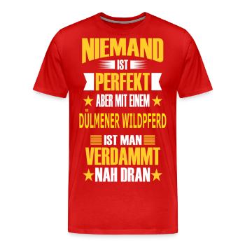 DÜLMENER WILDPFERD - Männer Premium Bio T-Shirt - Rot - Vorne - Damien (186cm)