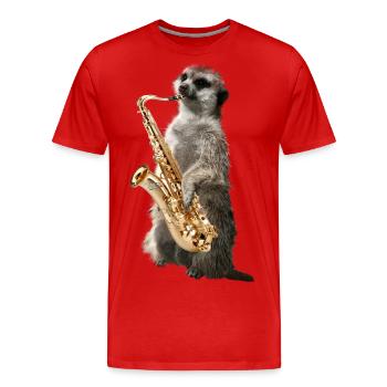 Erdmaennchensax - Men's Premium Organic T-Shirt - red - Front - Damien (186cm)