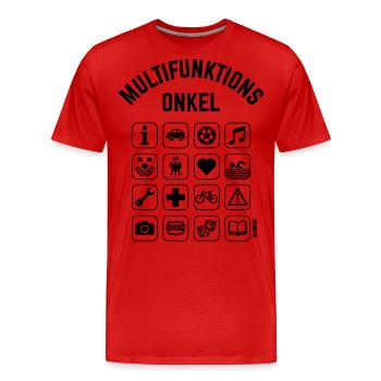 Multifunktions Onkel (16 Icons) - Männer Premium Bio T-Shirt - Rot - Vorne - Damien (186cm)