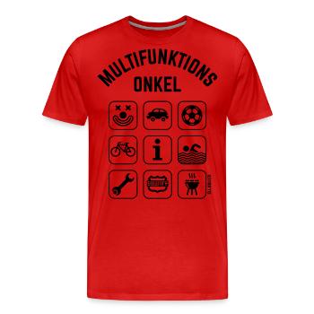 Multifunktions Onkel (9 Icons) - Männer Premium Bio T-Shirt - Rot - Vorne - Damien (186cm)