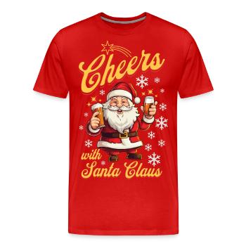Père Noël Alcool Bière Vin chaud Liqueur Santé - T-shirt bio Premium Homme - rouge - Devant - Damien (186cm)