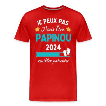 Je peux pas j'vais être Papinou 2024 Futur Papy - T-shirt bio Premium Homme - rouge - Devant - Damien (186cm)