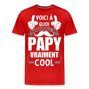 T-shirt Papy vraiment Cool - T-shirt bio Premium Homme - rouge - Devant - Damien (186cm)