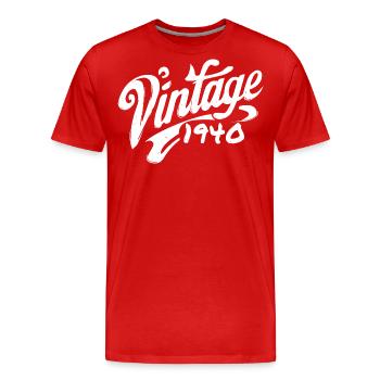 Vintage 1940 Year 1940 Birthday 1940 Retro - Men's Premium Organic T-Shirt - red - Front - Damien (186cm)