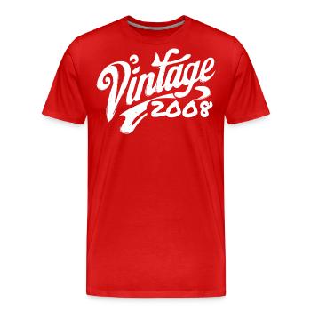 Millésime 2008 Cru 2008 Anniversaire 2008 Rétro - T-shirt bio Premium Homme - rouge - Devant - Damien (186cm)