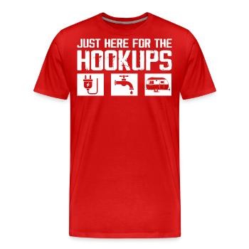 Just Here For The Hookups Caravan Motorhome RV - T-shirt bio Premium Homme - rouge - Devant - Damien (186cm)