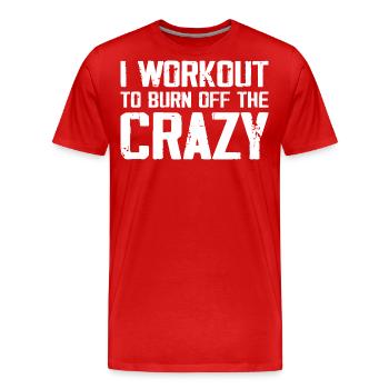 Ich trainiere, um das verrückte lustige Training zu verbrennen - Männer Premium Bio T-Shirt - Rot - Vorne - Damien (186cm)