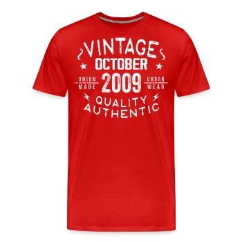 Né en octobre 2009 Donation en octobre - 2009 - T-shirt bio Premium Homme - rouge - Devant - Damien (186cm)