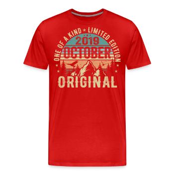 October 2019 Birthday Gift - October 2019 - Men's Premium Organic T-Shirt - red - Front - Damien (186cm)