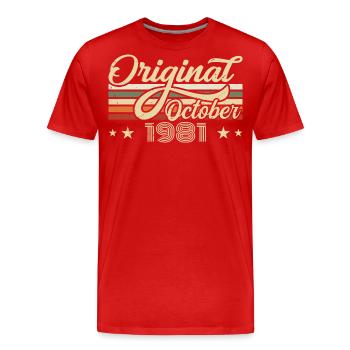 October 1981 Birthday in October - October 1981 - Men's Premium Organic T-Shirt - red - Front - Damien (186cm)