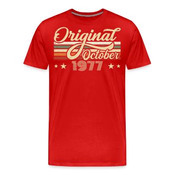 October 1977 Birthday in October - October 1977 - Men's Premium Organic T-Shirt - red - Front - Damien (186cm)