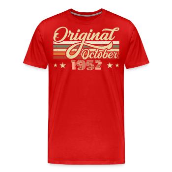October 1952 Birthday in October - October 1952 - Men's Premium Organic T-Shirt - red - Front - Damien (186cm)
