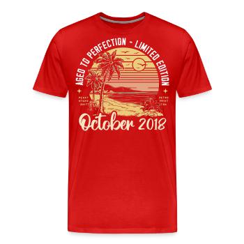Né en octobre 2018 Légendaire depuis octobre 2018 - T-shirt bio Premium Homme - rouge - Devant - Damien (186cm)