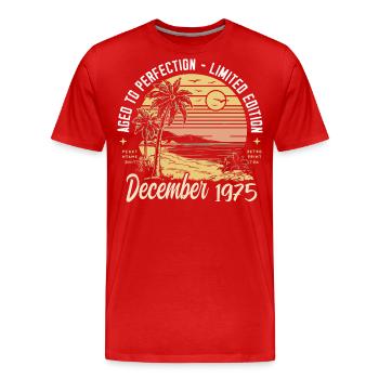 December 1975 Fødselsdagsgave December 1975 - Herre Premium T-shirt økologisk - rød - Foran - Damien (186cm)