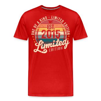 Geburtstagsgeschenk 2015 Jahrgang 2015 Retro 2015 - Männer Premium Bio T-Shirt - Rot - Vorne - Damien (186cm)