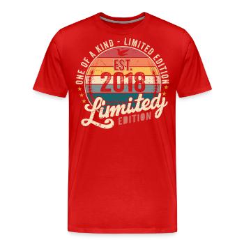 Birthday Gift 2018 Vintage 2018 Retro 2018 - Men's Premium Organic T-Shirt - red - Front - Damien (186cm)