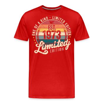 Geburtstagsgeschenk 1973 Jahrgang 1973 Retro 1973 - Männer Premium Bio T-Shirt - Rot - Vorne - Damien (186cm)