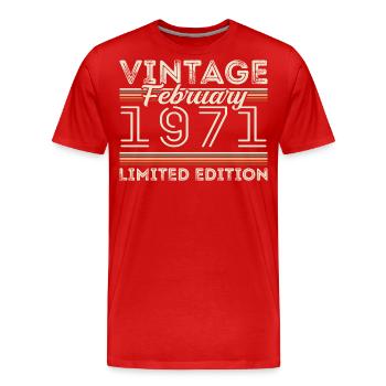 Februar 1971 Geschenk zum Jahrestag - Februar 1971 - Männer Premium Bio T-Shirt - Rot - Vorne - Damien (186cm)