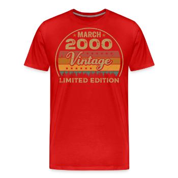 Vintage march 2000 birthday march 2000 retro 2000M - Men's Premium Organic T-Shirt - red - Front - Damien (186cm)