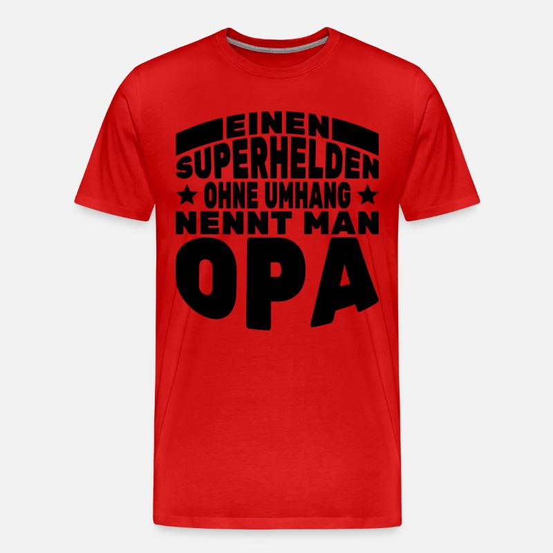 Opa Superheld Großvater Superhelden - Männer Premium Bio T-Shirt - Rot