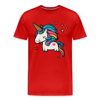 Licorne magique mignonne pour la maternelle et l’école - T-shirt bio Premium Homme - rouge - Devant - Damien (186cm)