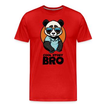 Cooler Panda "Cool Story Bro" mit Sonnenbrille - Männer Premium Bio T-Shirt - Rot - Vorne - Damien (186cm)