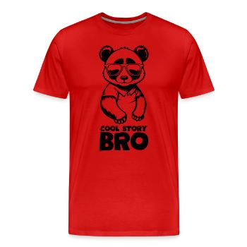 Cooler Panda "Cool Story Bro" mit Sonnenbrille - Männer Premium Bio T-Shirt - Rot - Vorne - Damien (186cm)