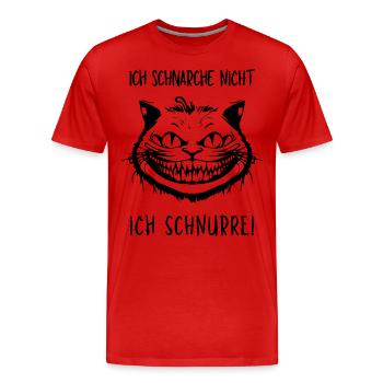 Ich schnarche nicht, Ich schnurre - Grinsekatze - Männer Premium Bio T-Shirt - Rot - Vorne - Damien (186cm)