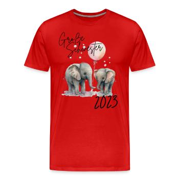 Große Schwester 2023 Süße Elefanten mit Luftballon - Männer Premium Bio T-Shirt - Rot - Vorne - Damien (186cm)