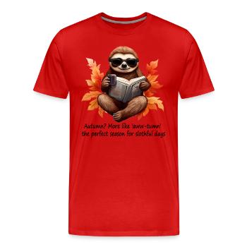 Paresseux pour la fraîcheur de la saison automnale se prélasser avec style - T-shirt bio Premium Homme - rouge - Devant - Damien (186cm)