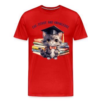 « Cat-Titude Et Connaissance » - T-shirt bio Premium Homme - rouge - Devant - Damien (186cm)