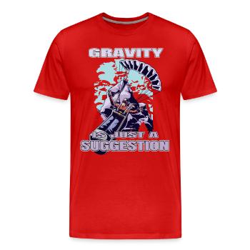Gravity Is Just a Suggestion – Paragliding - Men's Premium Organic T-Shirt - red - Front - Damien (186cm)