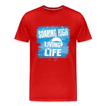 Soaring High Living Life – Paragliding Spirit - Men's Premium Organic T-Shirt - red - Front - Damien (186cm)