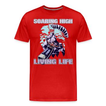 Soaring High Living Life – Paragliding Design - Männer Premium Bio T-Shirt - Rot - Vorne - Damien (186cm)