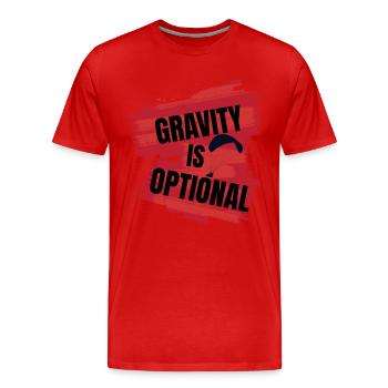 La gravité est facultative – conception parapente - T-shirt bio Premium Homme - rouge - Devant - Damien (186cm)