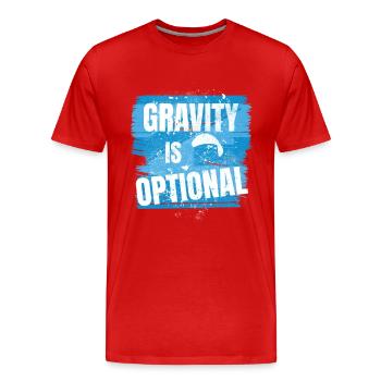 La gravité est facultative - Aviator Saying - T-shirt bio Premium Homme - rouge - Devant - Damien (186cm)