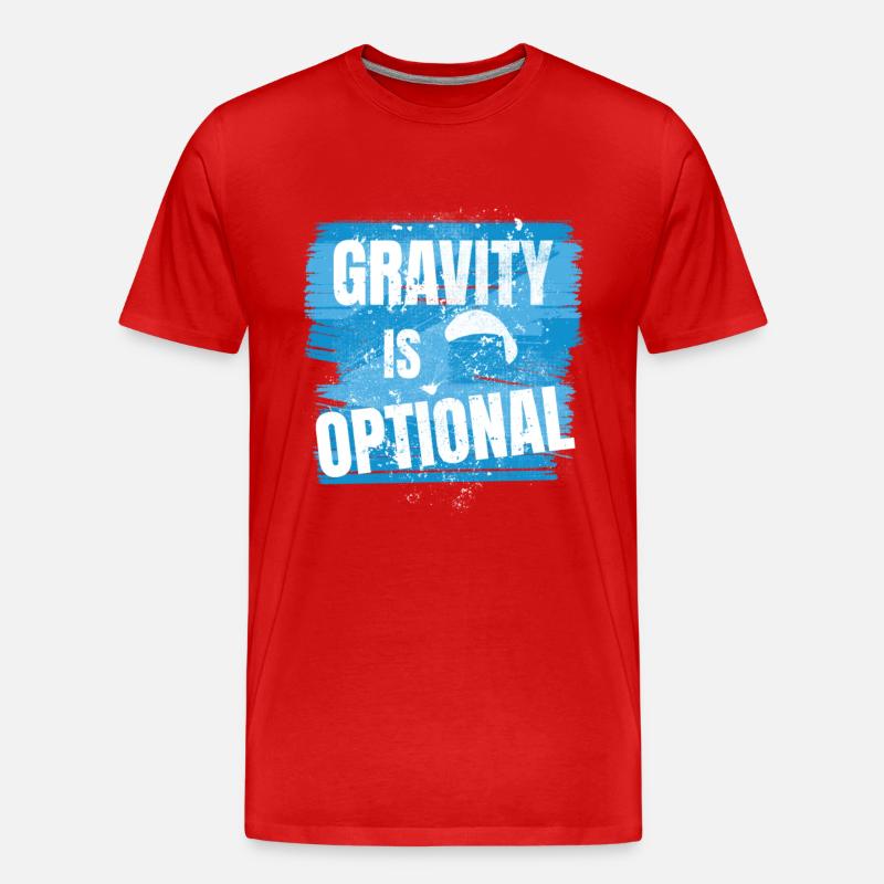 Gravity is optional - Flieger Spruch - Männer Premium Bio T-Shirt - Rot