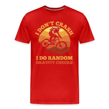 I don't crash – Random Gravity Checks - Men's Premium Organic T-Shirt - red - Front - Damien (186cm)