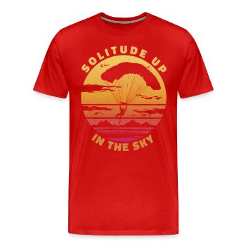 Solitude dans le ciel - Parapente Spruch - T-shirt bio Premium Homme - rouge - Devant - Damien (186cm)