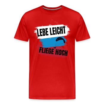 Live light, fly high – Paragliding Design - Men's Premium Organic T-Shirt - red - Front - Damien (186cm)