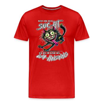 Chat au bord de la folie Style BD - T-shirt bio Premium Homme - rouge - Devant - Damien (186cm)
