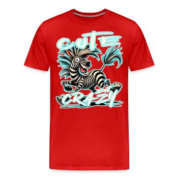 Mignon mais fou zèbre style bande dessinée Motif drôle - T-shirt bio Premium Homme - rouge - Devant - Damien (186cm)